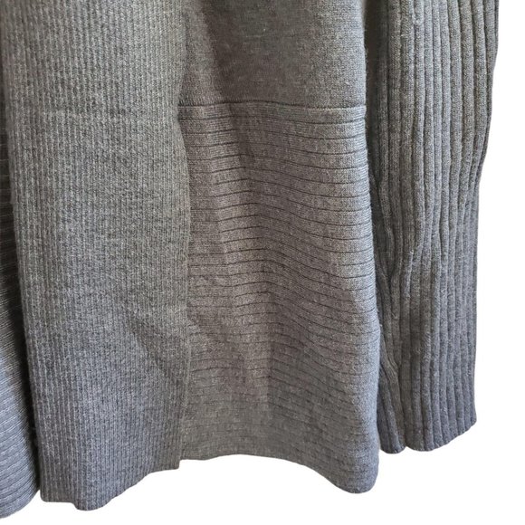 89th & Madison Gray Open Cardigan Sweater L Ribbed Minimal Cozy Layer Lagenlook - Picture 4 of 9